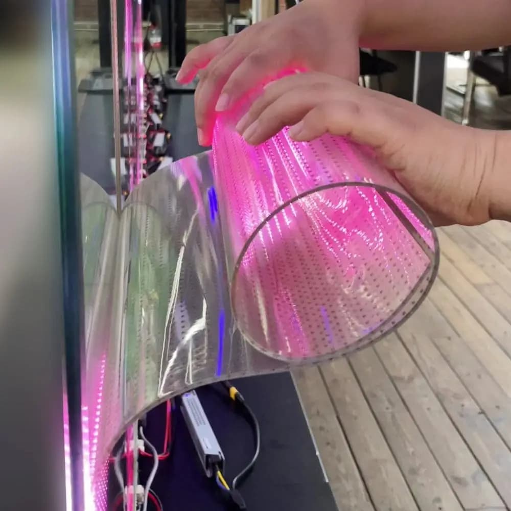 P6 Led tenda per schermo a pellicola morbida in cristallo trasparente schermo a pellicola a Led ultrasottile schermo pubblicitario morbido flessibile in vetro per interni
