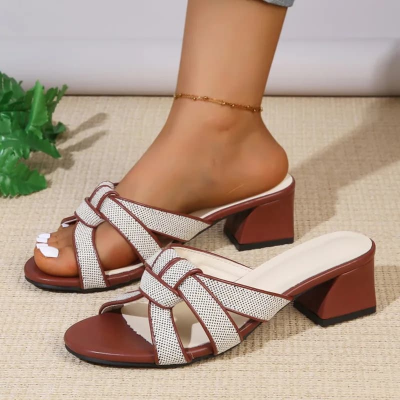 Sandali Donna alla Moda con Tacco Medio 2026 Nuovi Estivi Open Toe Antiscivolo Ciabatte Comode Casual da Esterno