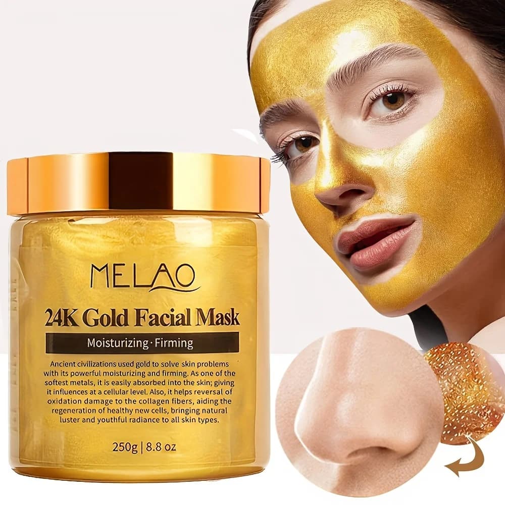 MELAO 24K Gold Face Mask Beauty Facemask Skin Remove France Golden Collagen Moisturizing Face Masks