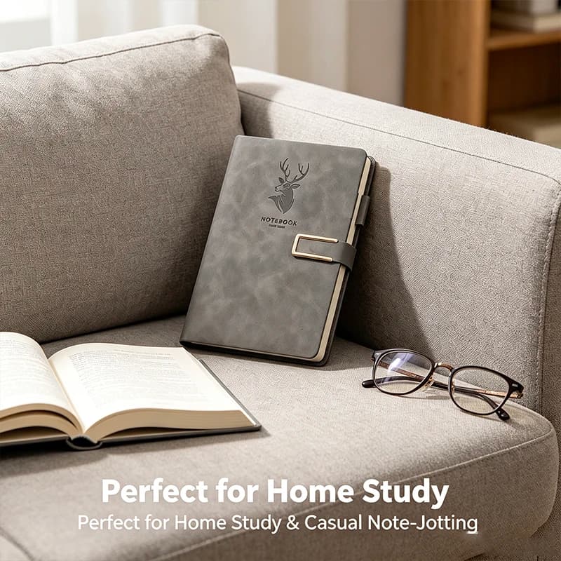 Vintage Deer Embossed A5 Journal Notebook Premium PU Leather Magnetic Buckle Closure Business Office Writing Diary