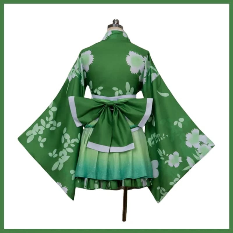 5;e,8\v,5/XQAnime LoveLive! Hanayo Koizumi Cosplay Costume Bathrobe Japanese Green Kimono Lolita Skirt Wig Woman Cute f,5'h\8/m'