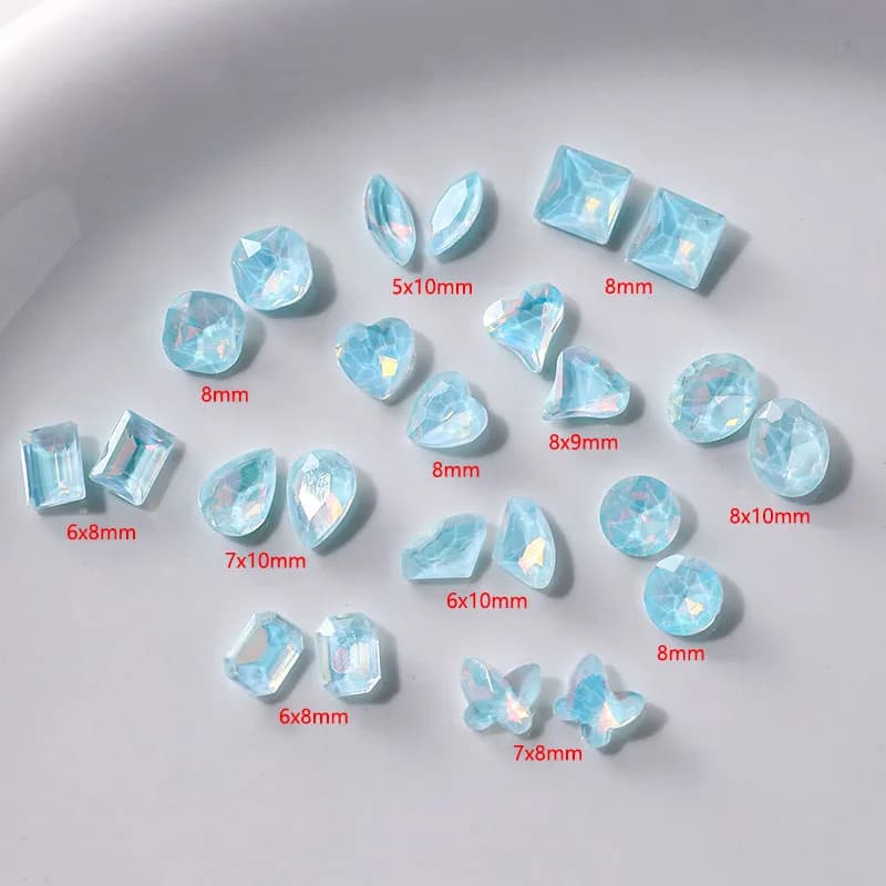 20/50 pz fondo a punta Mocha Lake Blue Nail Art strass vetro cristallo diamante fai da te 3D Manicure decorazione accessori pietra