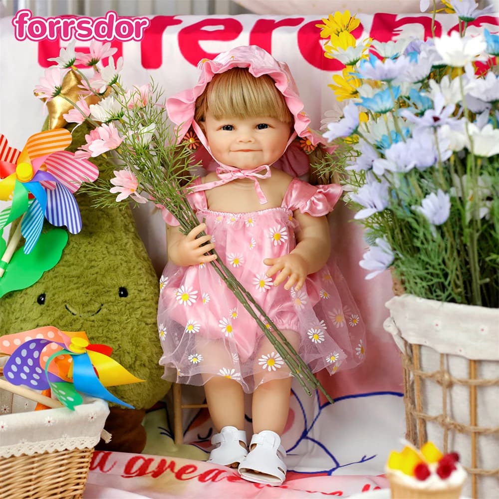 55CM Reborn Toddler Baby Dolls Girl Vinyl Full Body Waterproof Lifelike Hand Painted Skin High Collectible Art Doll Christmas