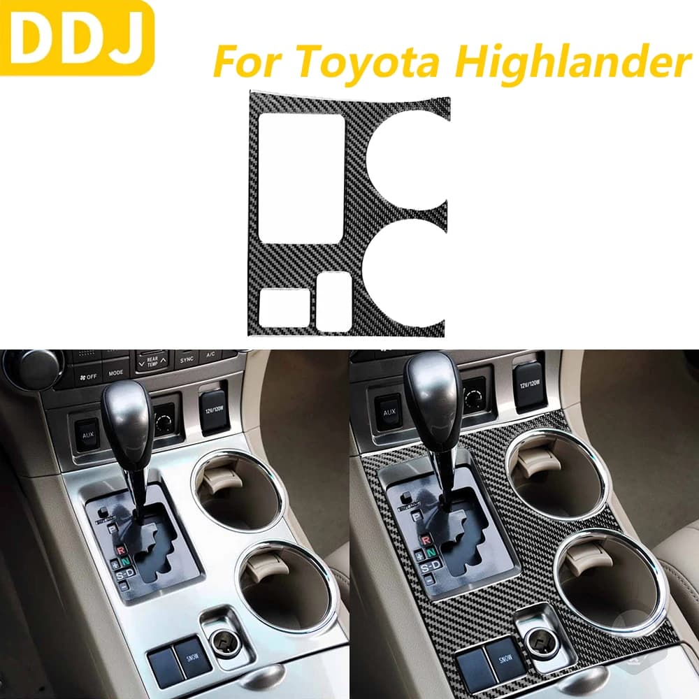 For Toyota Highlander 2008-2013 Real Carbon Fiber Central Control Glass Wallet Trim Cover Panel Accessories Auto Adhesive