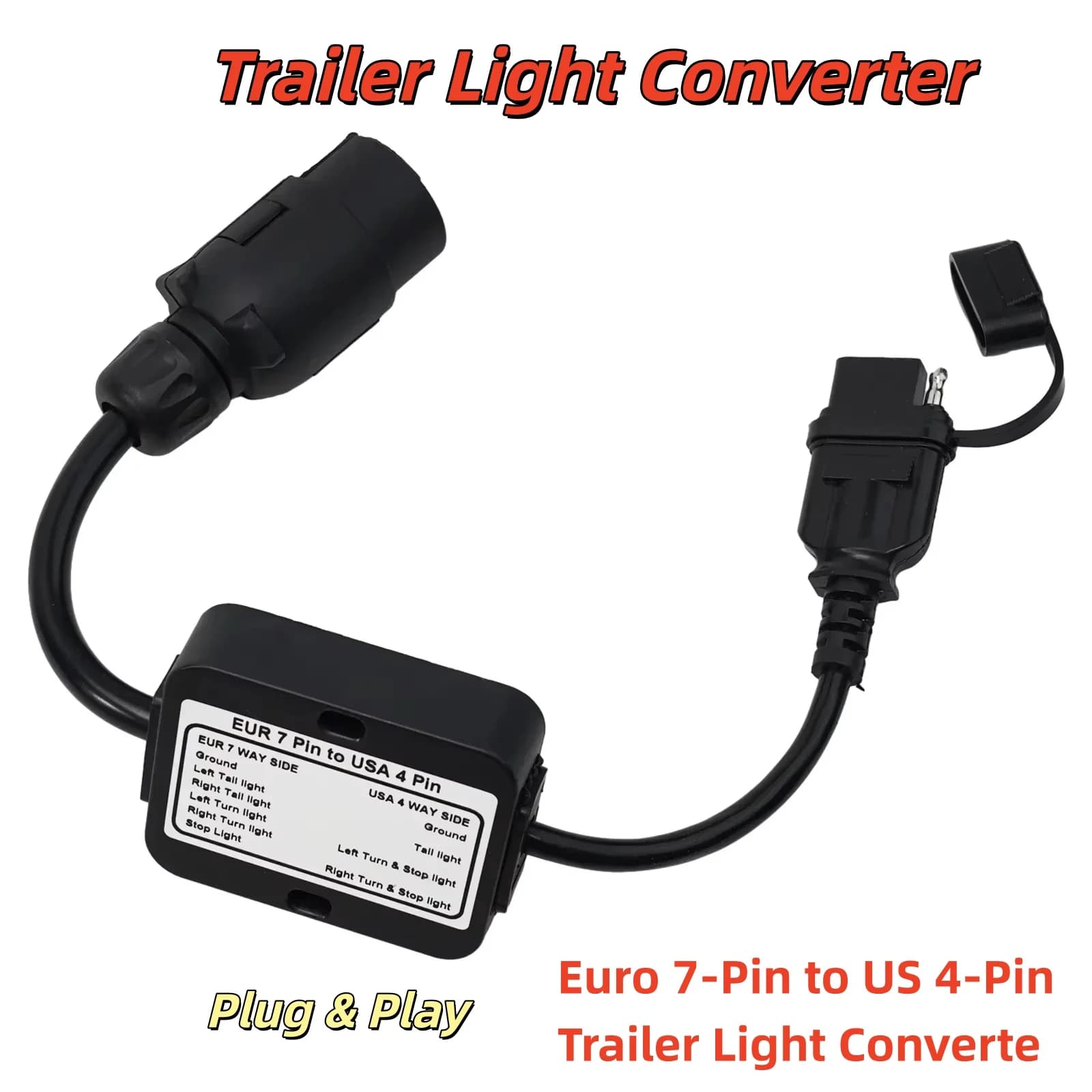 Convertitore di luce per rimorchio Connettore rotondo europeo a 7 pin a spina pin piatta a 4 vie degli Stati Uniti Convertitore di luce per rimorchio da UE a USA