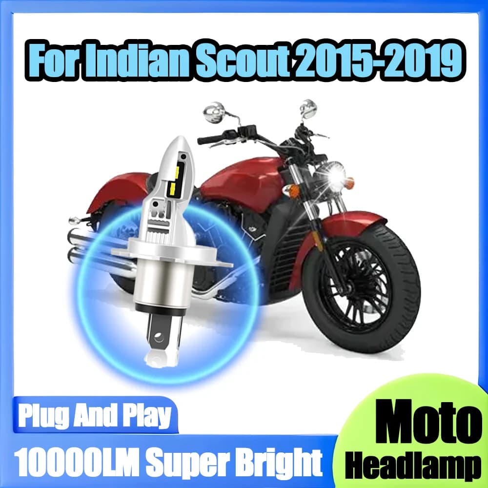 1 Pezzo Lampadina LED H4 Super Luminosa per Faro Moto, 10000LM Alta Potenza 6000K Bianco Canbus per Indian Scout 2015-2019