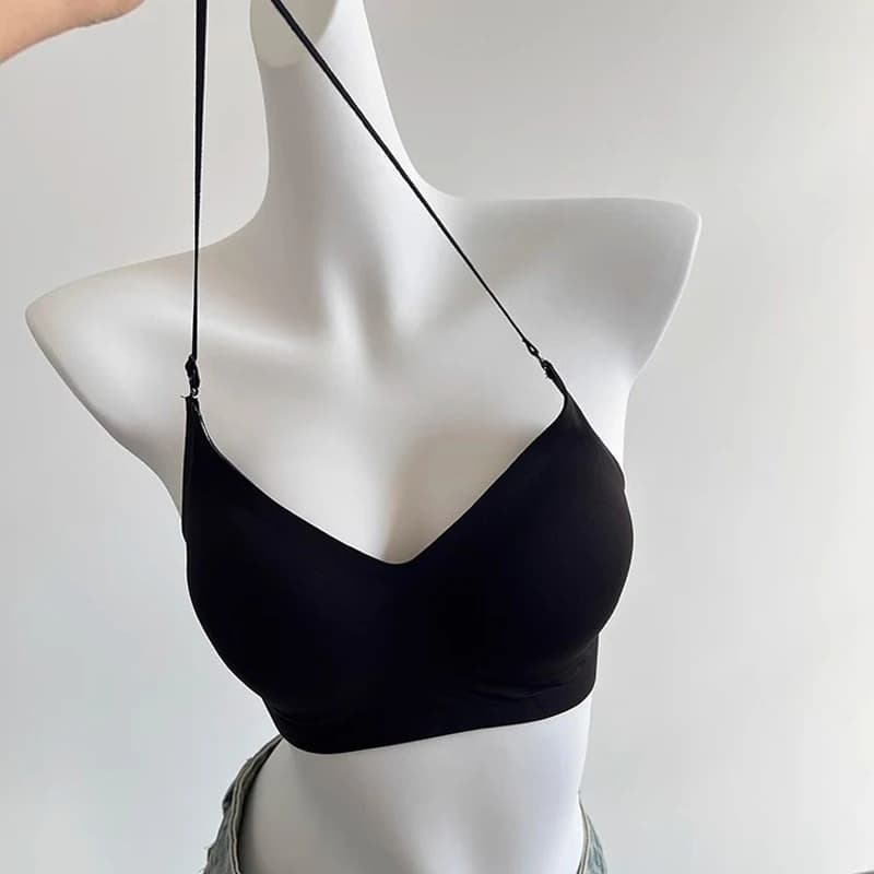 Women's Seamless Multiway Halter Bralette Push Up Backless Bra American Style Convertible Brassiere Adjustable Straps Lingerie