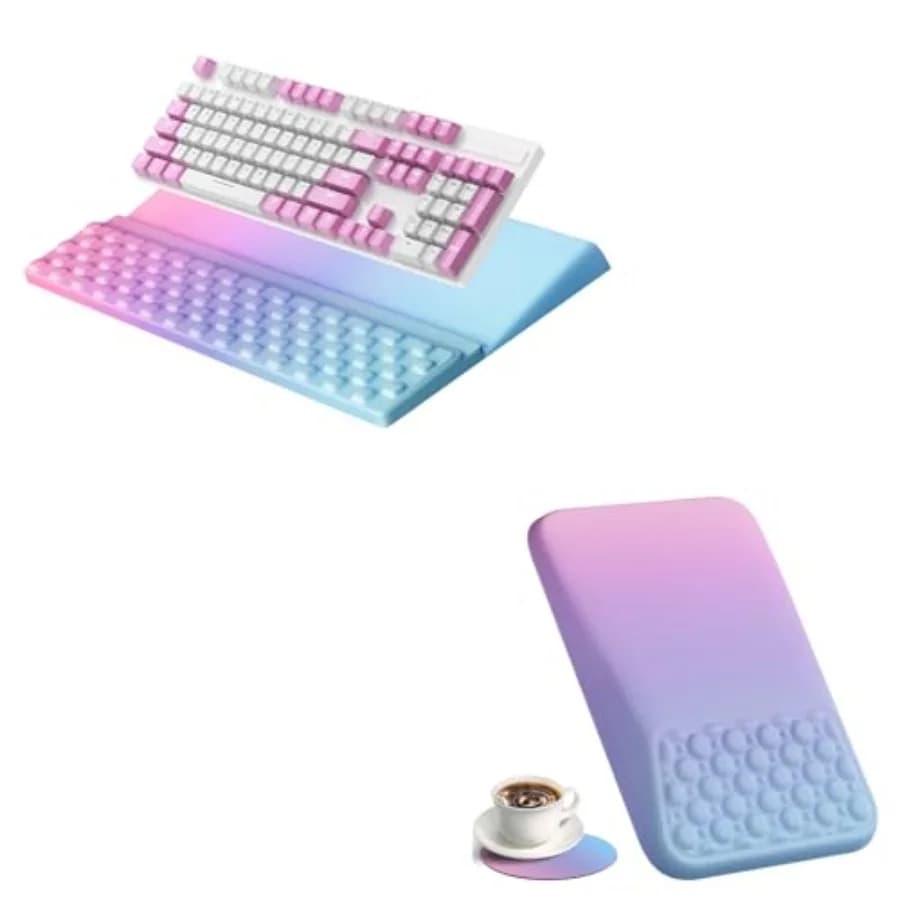 Poggiapolsi Ergonomico Viola per Tastiera con Tappetino Mouse per Scrivania Ufficio e Setup Gaming