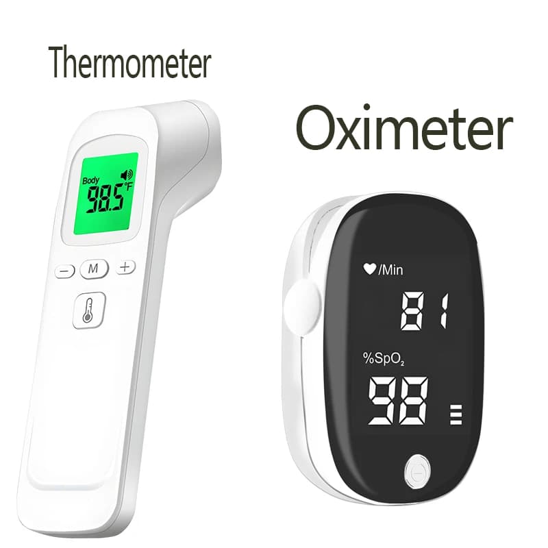 Termometro digitale a infrarossi per fronte e orecchio, termometro medico senza contatto, termometro LCD per misurare la temperatura corporea di neonati/adulti e ossimetro
