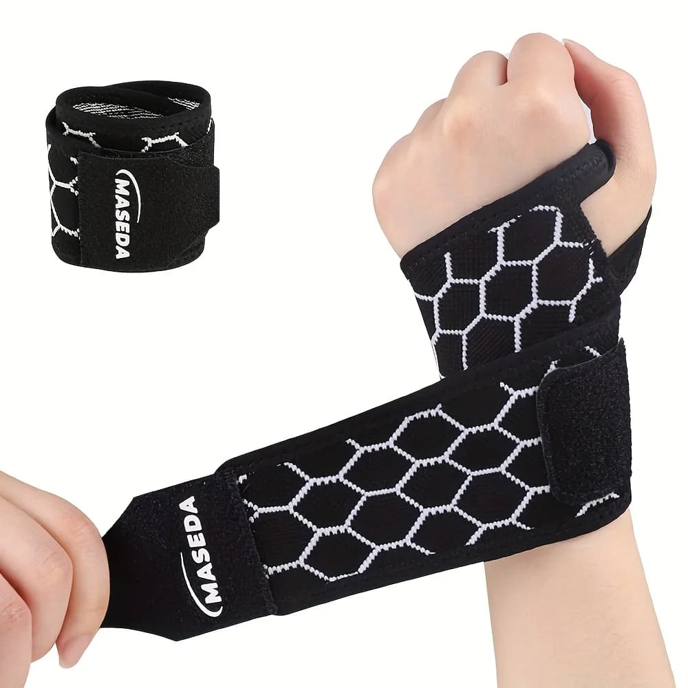 1 fascia da polso sportiva regolabile, fascia da polso a compressione per il supporto delle articolazioni del polso, comoda e traspirante