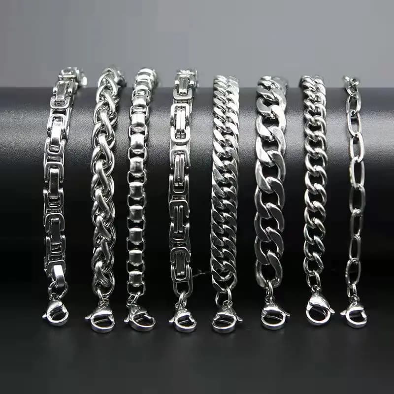 Nuovo braccialetto in acciaio inossidabile 316L uomo donna cavo bizancio in metallo solido scatola Figaro catena Cuba accessori gioielli di lusso Kpop
