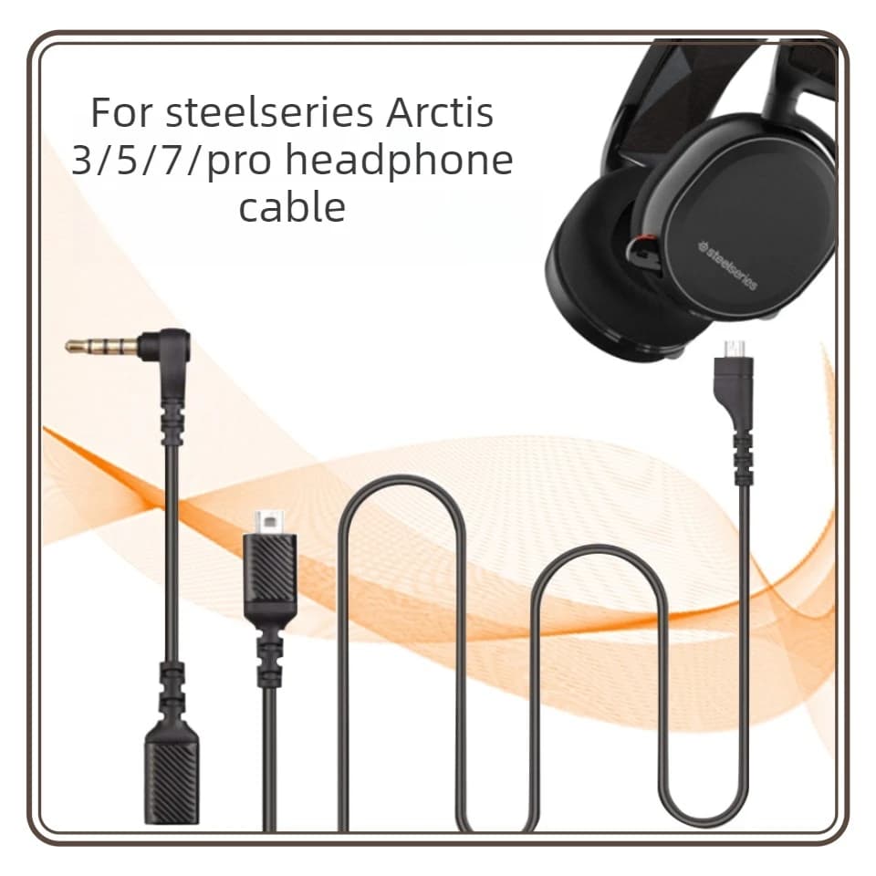 Cable Adapter for Headphones Steelseries Arctis 3 5 7 Pro, Audio Card Cable with Luminous Effect