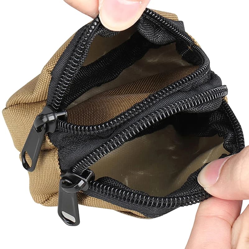 New Nylon Double Zipper Pocket Coin Purse Men Outdoor Pouch Lightweight Small Card Holder Keys Storage Belt Waist Bag