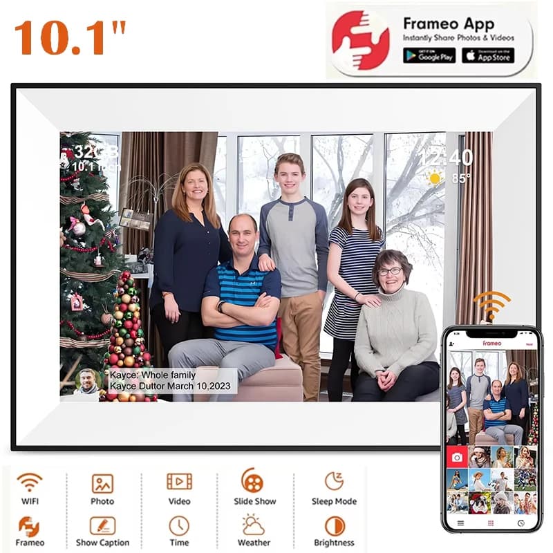 Cornice per foto digitale da 10,1 pollici 32G WiFi IPS Album fotografico elettronico Touch Screen HD Frameo con rotazione automatica Cornice digitale regalo