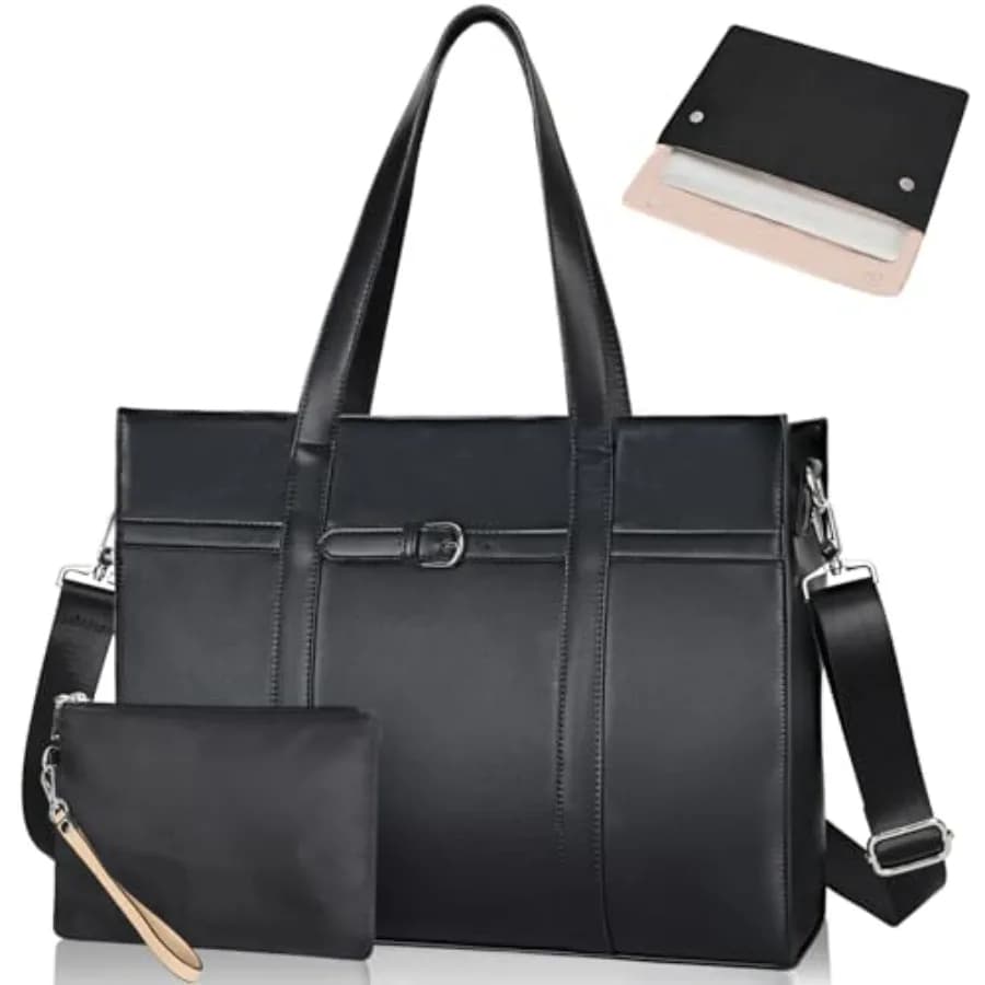ESTARER Borsa in Pelle per Laptop da Donna 15.6 Pollici, Borsa Tote per Insegnanti con Custodia Rimovibile per Laptop, Grande Borsa a Tracolla Resistente all'Acqua