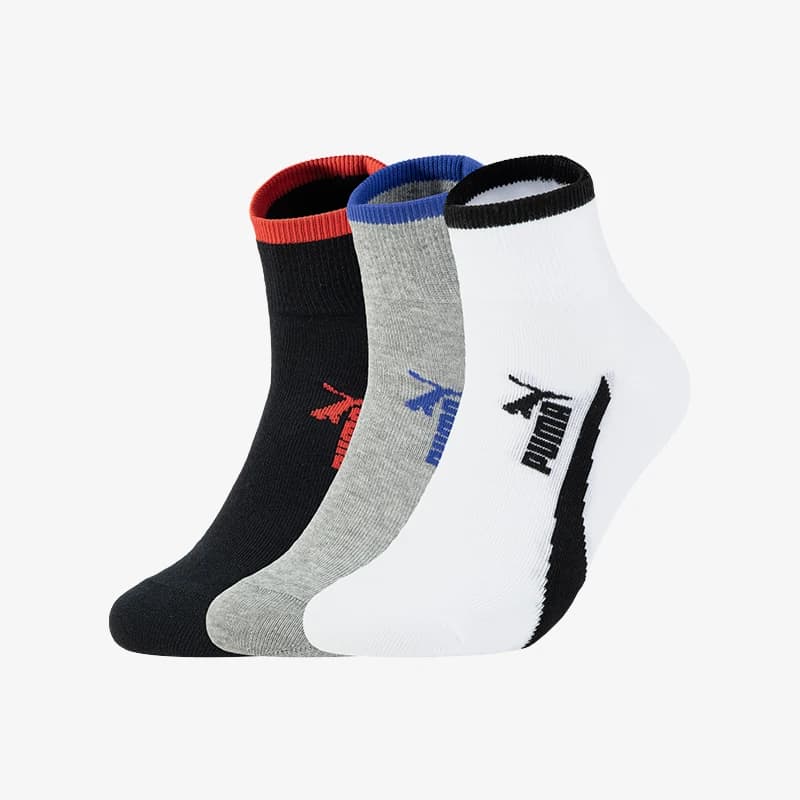 Puma genuine 2024 new men's and women's sports breathable and durable midsole running socks three pairs set 907134-03