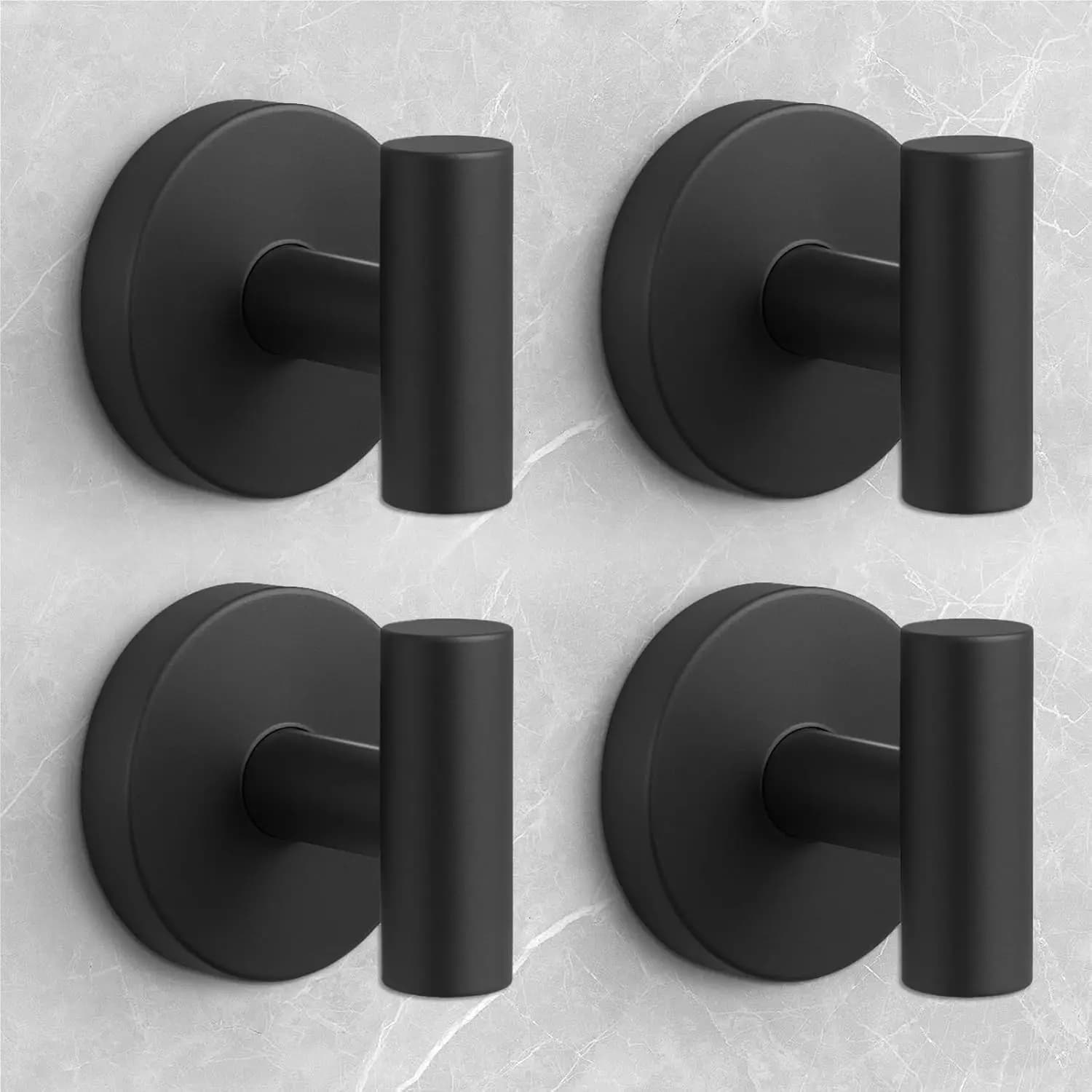 Ganci a ventosa senza foratura per doccia, bagno e vetro - Confezione da 4 ganci neri per asciugamani