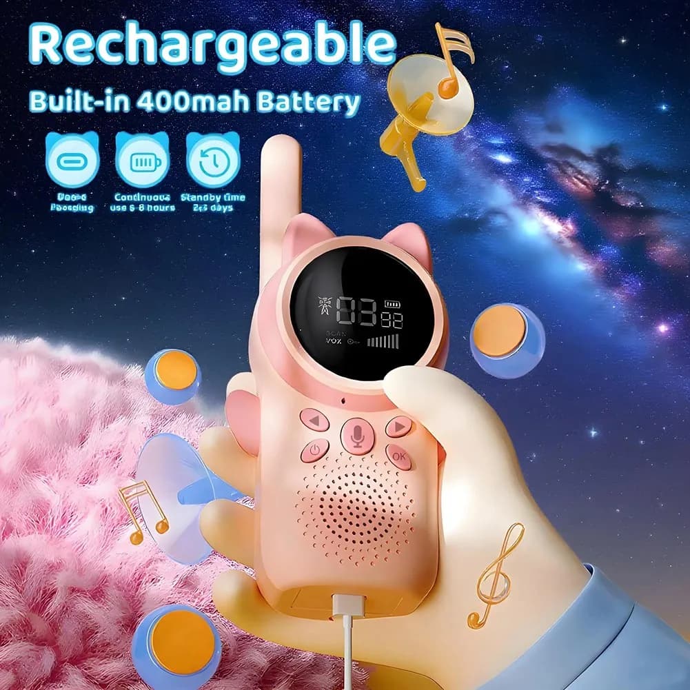 A40I 2PCS Walkie Talkie per bambini Schermo LCD Torcia elettrica 2 vie Radio a lungo raggio Telefono Bambini Ragazzi Ragazze Regali di Natale A