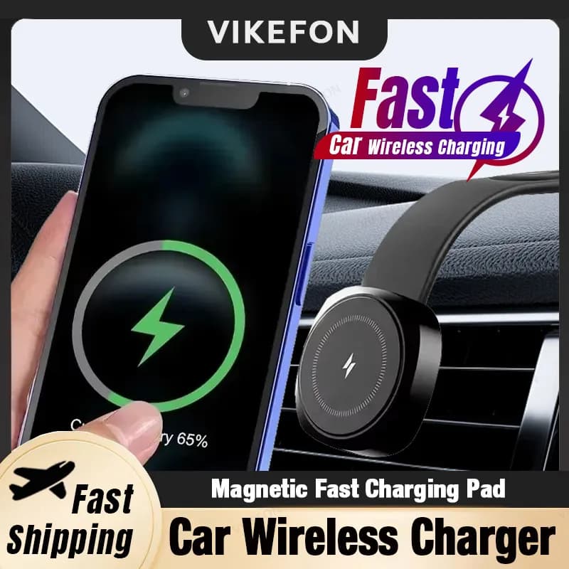 Magnetic Wireless Charger for Cars Adhesive Style Adjustable Dashboard Phone Charger for iPhone Magsafe 16 15 14 13 12 Quick Charging