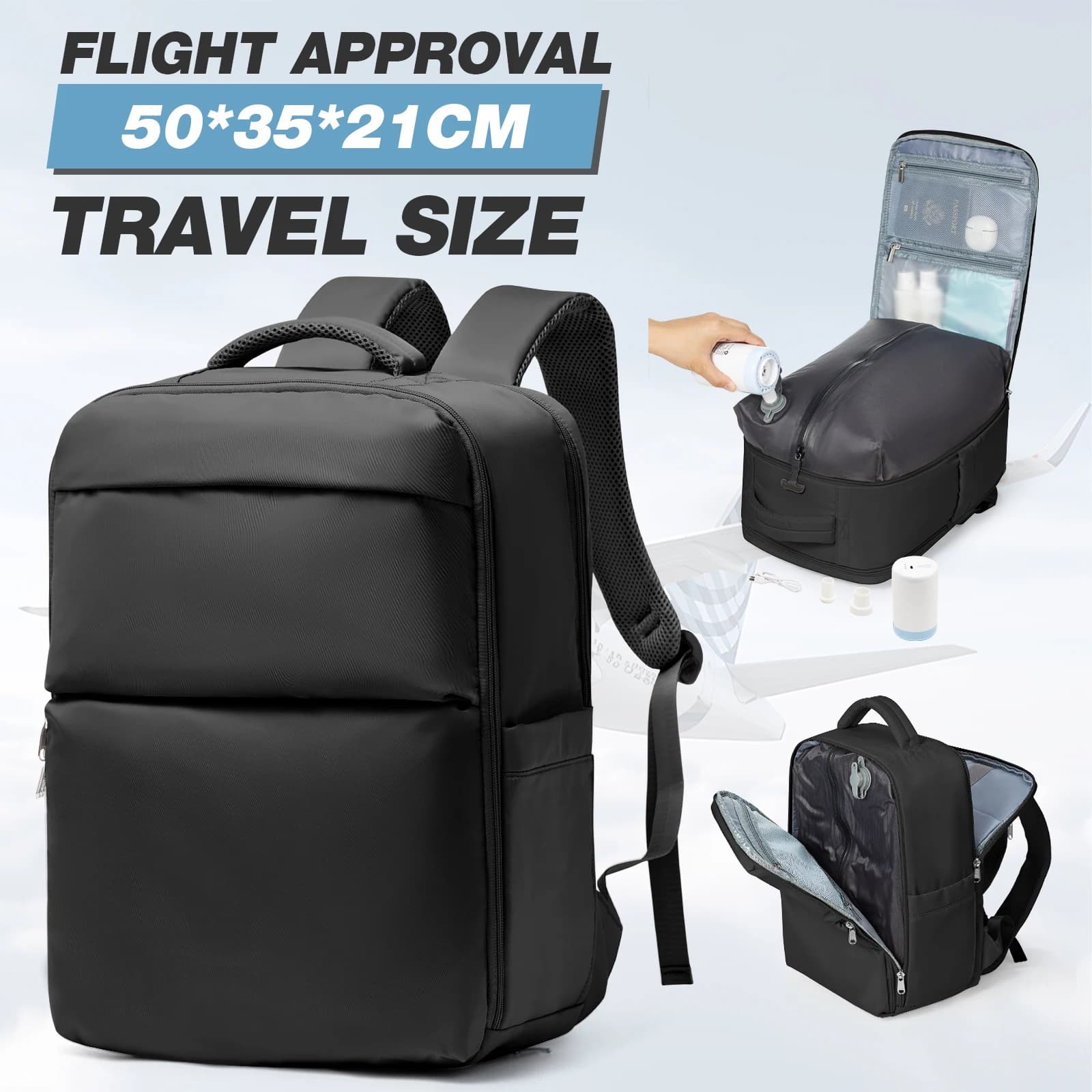 Zaino Sottovuoto, Zaino da Viaggio Bagaglio a Mano, Zaino da Cabina, Zaino per Laptop Uomo Donna, Borse da Viaggio Aereo, Zaino Scuola