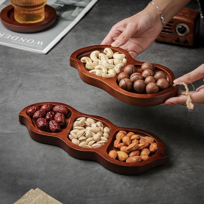 Casa creativa in legno massello frutta secca padella soggiorno tavolino snack caramelle snack piatto vassoio portaoggetti scomparto