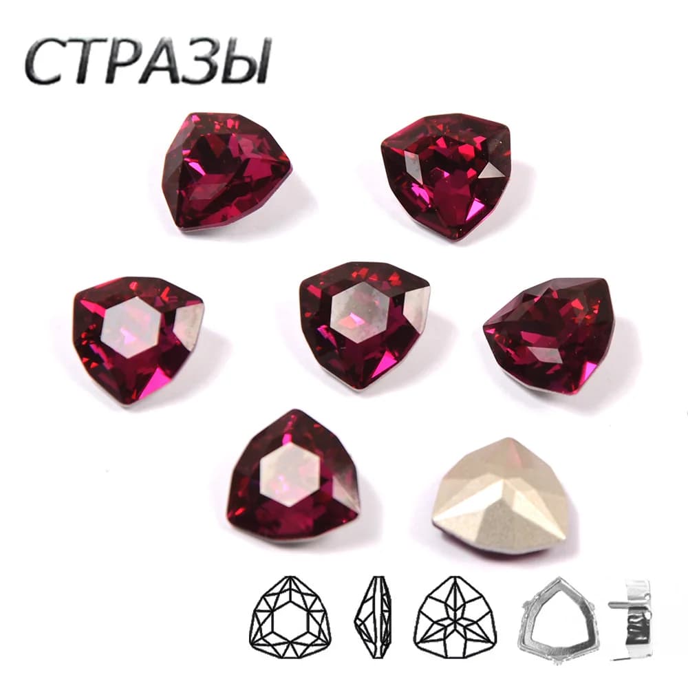 Trilliant fucsia K9 Glass Fancy Stones fai da te cucito tessuto indumento strass lucido violaceo rosso Crytsals per la decorazione delle borse