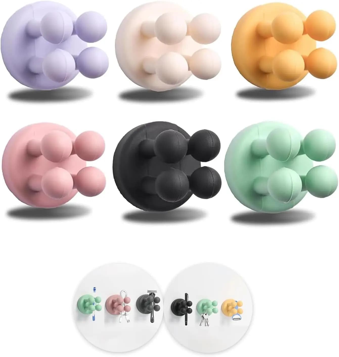 6 Ganci Adesivi in Silicone per Spazzolini da Denti, Porta Asciugamani da Parete per Bagno e Cucina