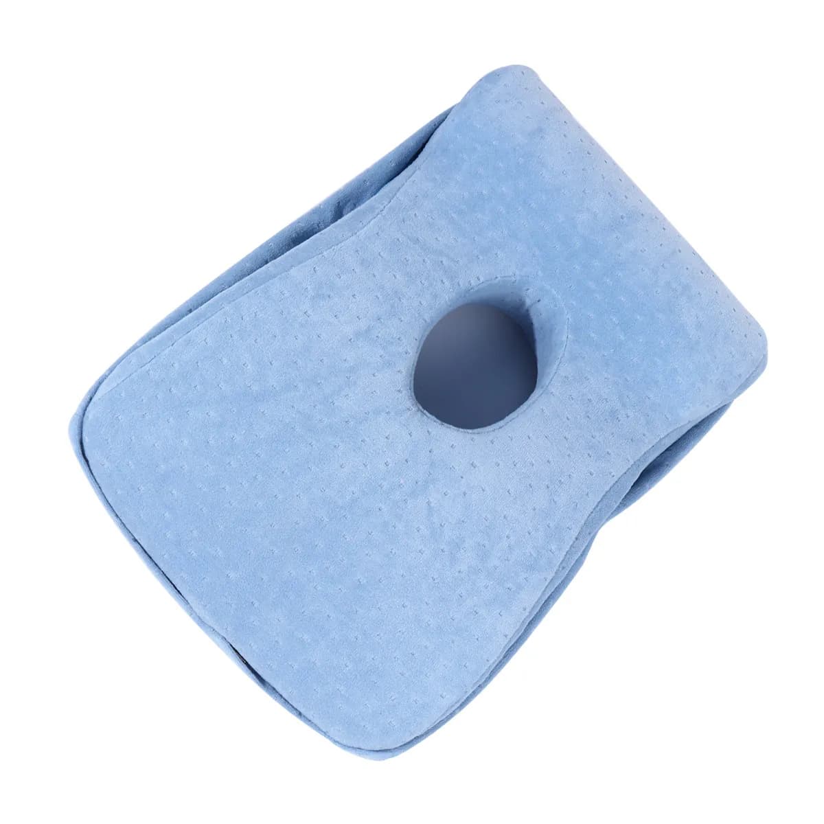 Cuscino in Memory Foam per Ufficio, Viaggio, Campeggio, Design Ergonomico, Supporto Cervicale, Confortevole e Traspirante, Azzurro
