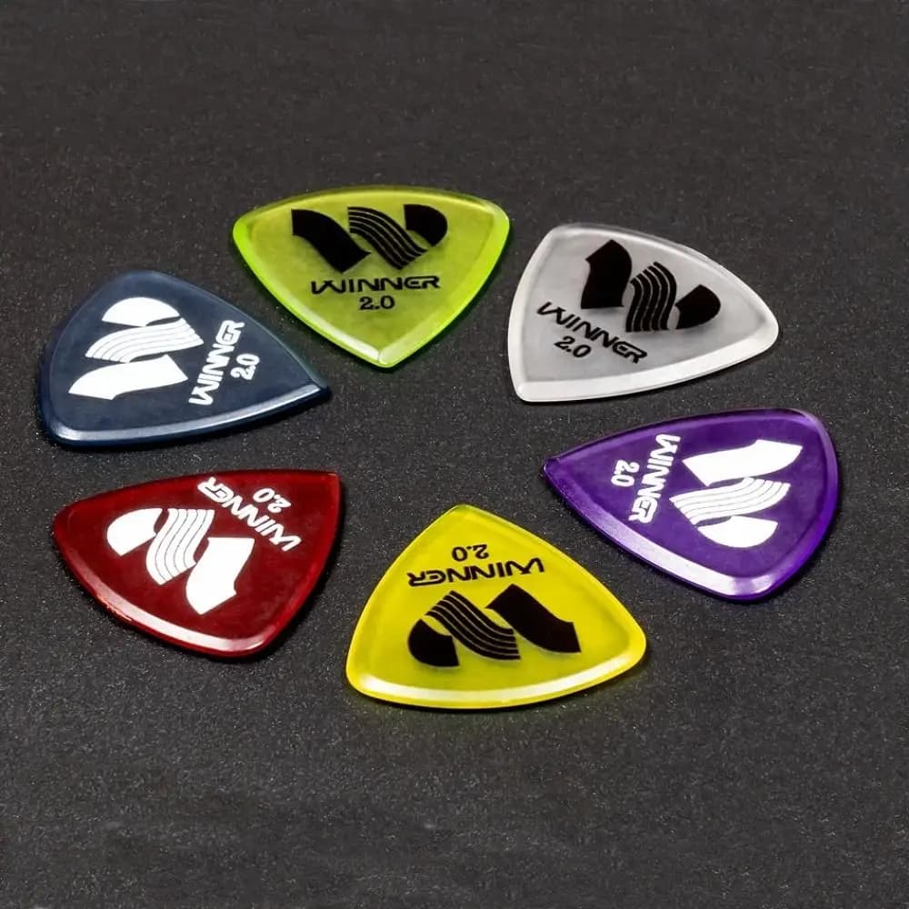 Set di 6 Plettri per Chitarra Winner, Grandi Plettri Triangolari Antiscivolo per Chitarra Elettrica, Spessore 2.0MM, Accessori per Chitarra Acustica