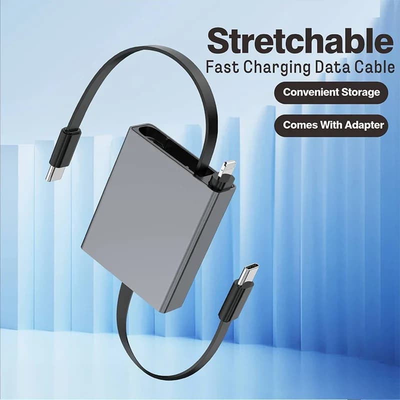 Cavo USB Retrattile Tipo C 60W PD Ricarica Rapida per iPhone 17 16 15 14 13, Samsung, Cellulari e Laptop