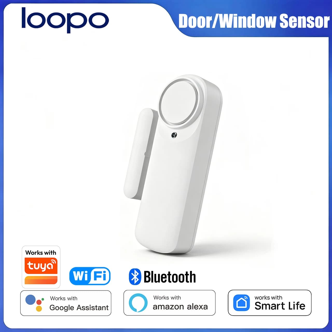 Sensore Magnetico WiFi Tuya per Porte, Collegamento Intelligente tra Scene, Compatibile con Alexa e Google Home, Dispositivo di Protezione per la Sicurezza Domestica
