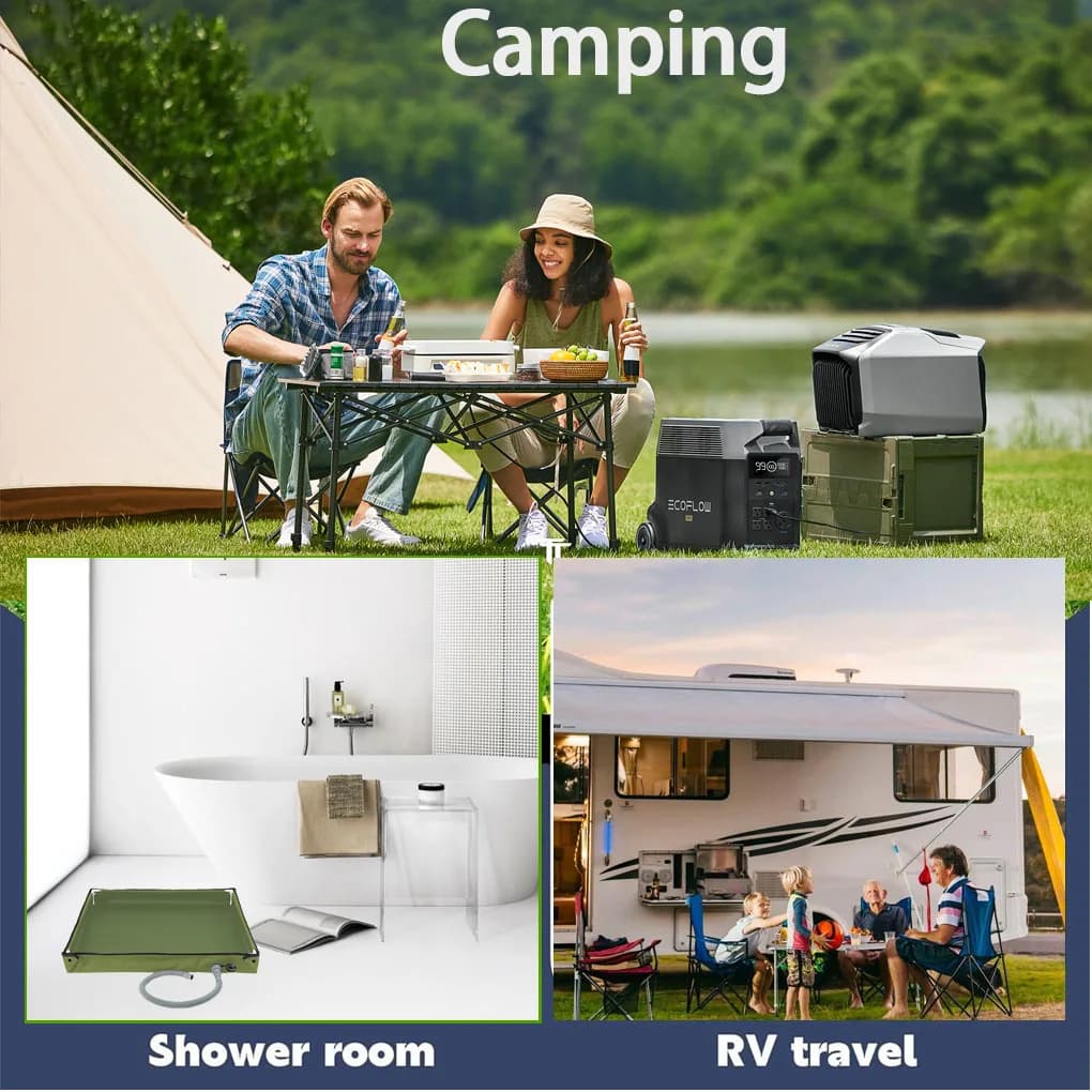 Nuova base da pavimento per tenda da campeggio con tubo di scarico Vassoio da doccia per tenda da esterno per camper Doccia da campeggio all'aperto Spiaggia Bagno per animali domestici