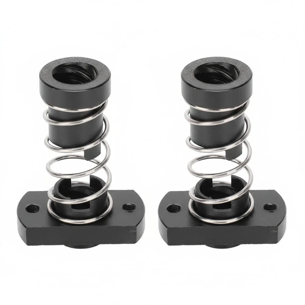 2 Pezzi Dado Antirimbalzo T8 / Tr8x2 / Tr8x8, Passo 2mm / Avanzamento 8mm, Dado POM T8, Dado a Molla Nero a 4 Denti per Stampante 3D