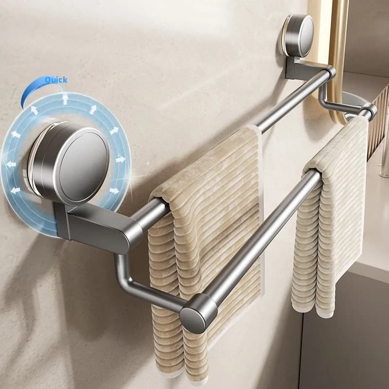 Portasciugamani a ventosa, portasciugamani da parete per bagno in alluminio, senza foratura, per WC