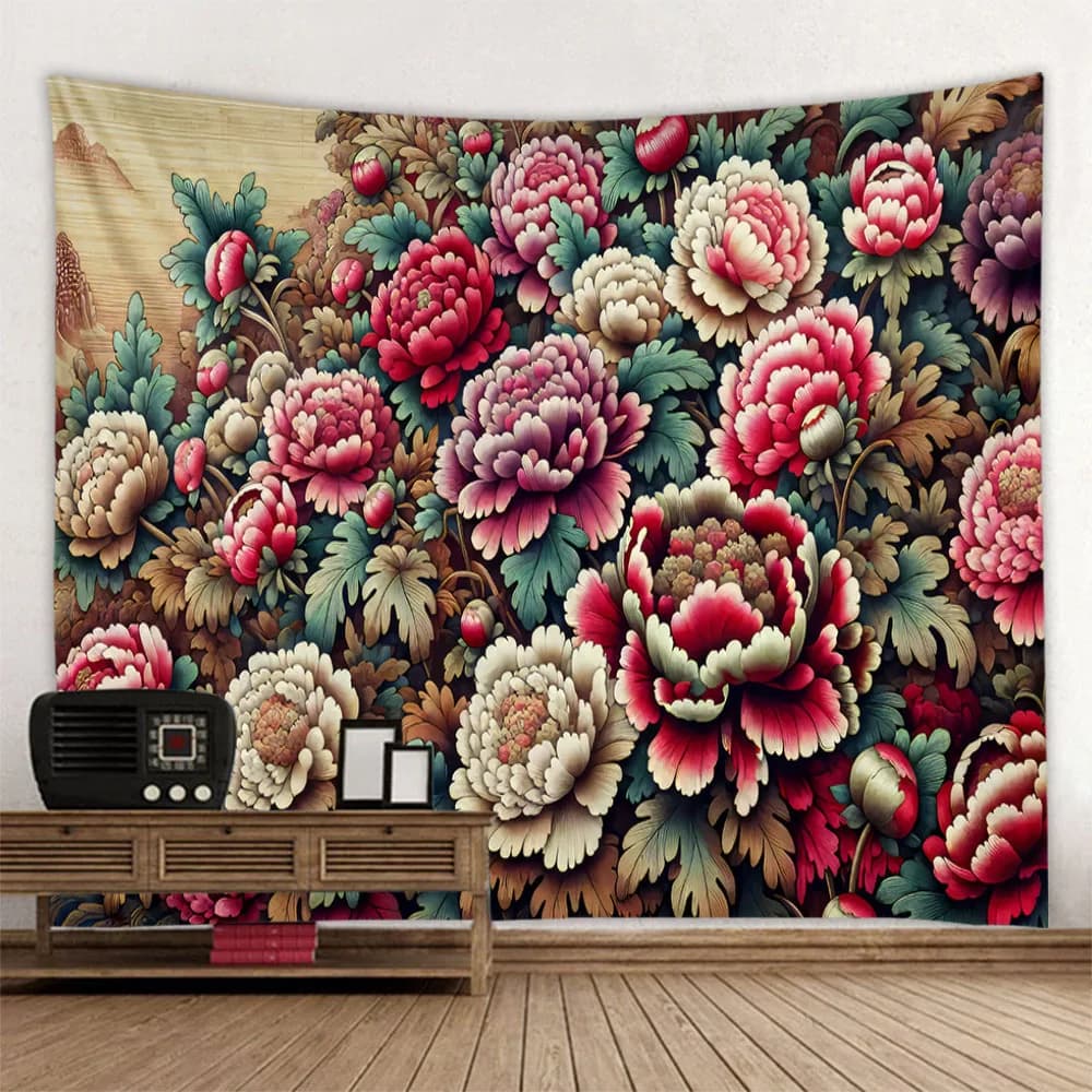 Tessuto decorativo floreale, arazzo, paesaggio da sogno, tessuto per sfondo, decorazione murale per la casa, lenzuola, asciugamani da spiaggia, tappetini da yoga