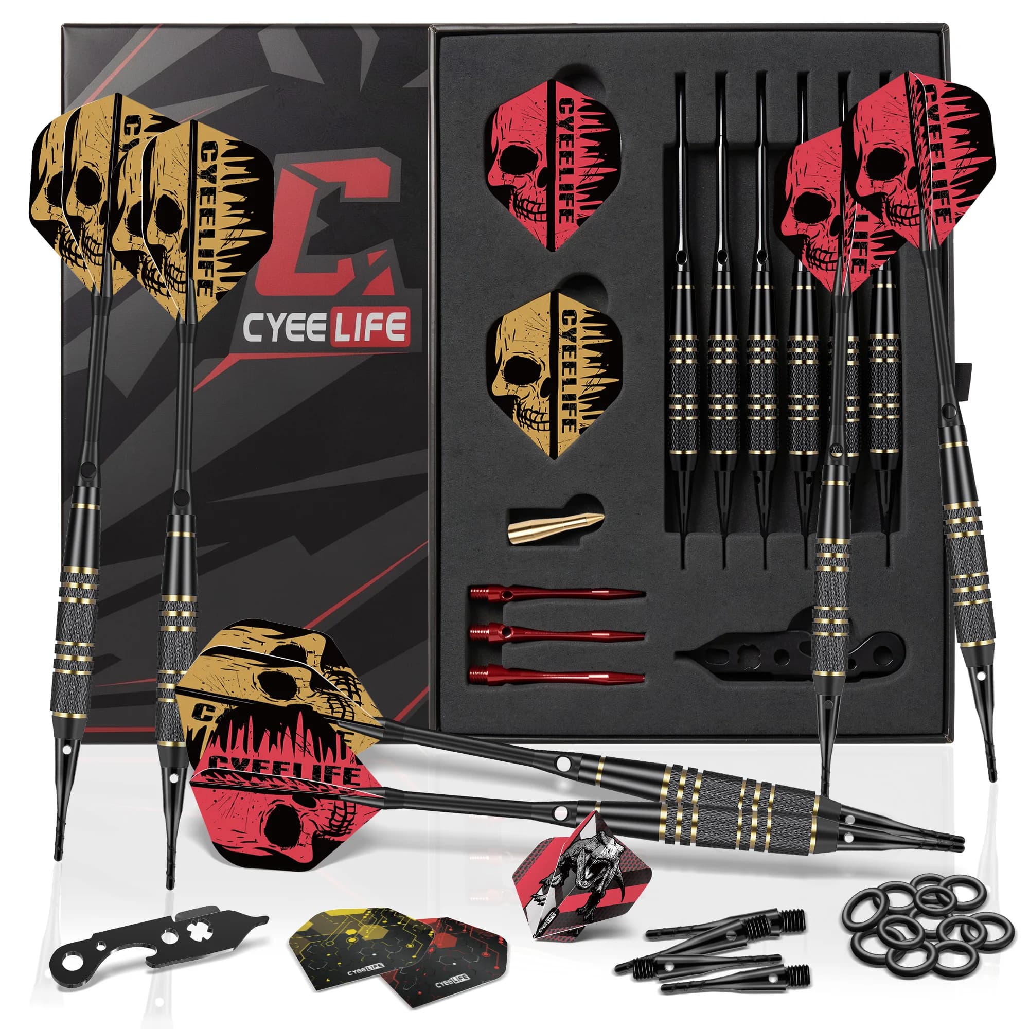 CyeeLife 20g 6pcs Tip Darts Aluminum Shaft Electronic Plastic Dartboard Indoor Outdoor Games Family Bar Entertainment
