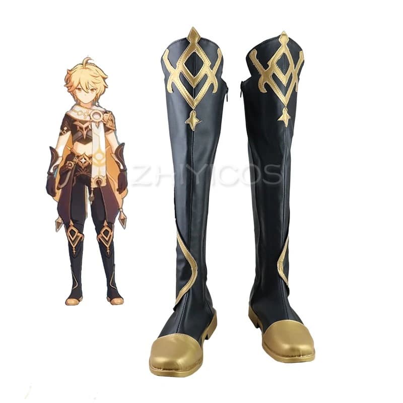Nuove Scarpe Cosplay Genshin Impact Stivali Cosplay Genshin Impact Traveler Aether Scarpe da donna/uomo per Carnevale Halloween Taglia 35-48