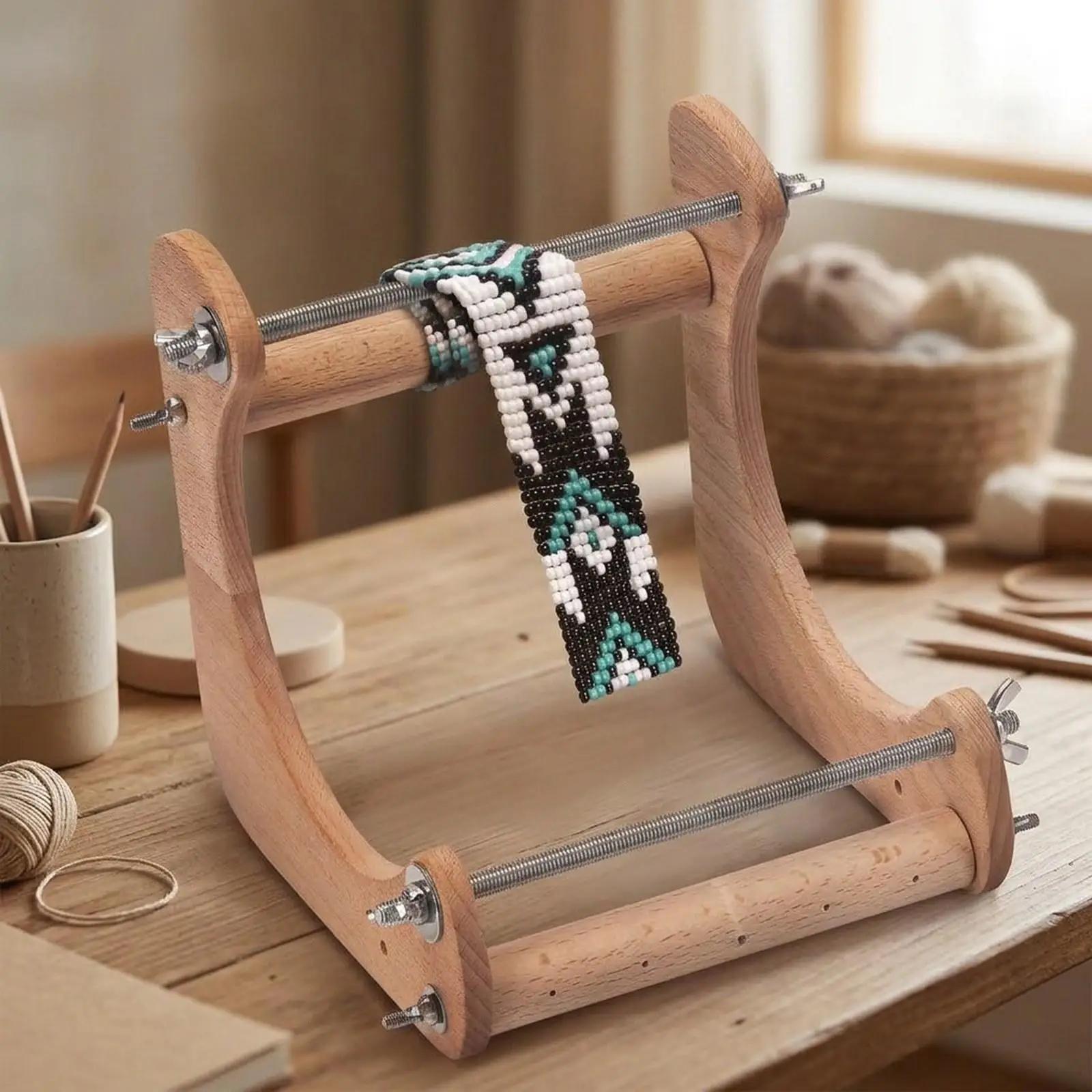 Ergonomic Angled Bead Loom Wood Frame Accessory for Making Bracelets Crafts Beading Hobby Supplies