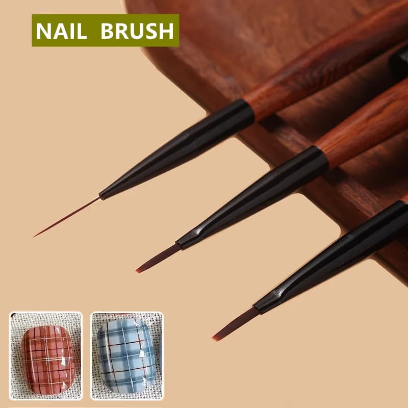 1/3 pezzi Pennello con manico in legno di sandalo per nail art, pittura, gel UV, estensione unghie, disegno