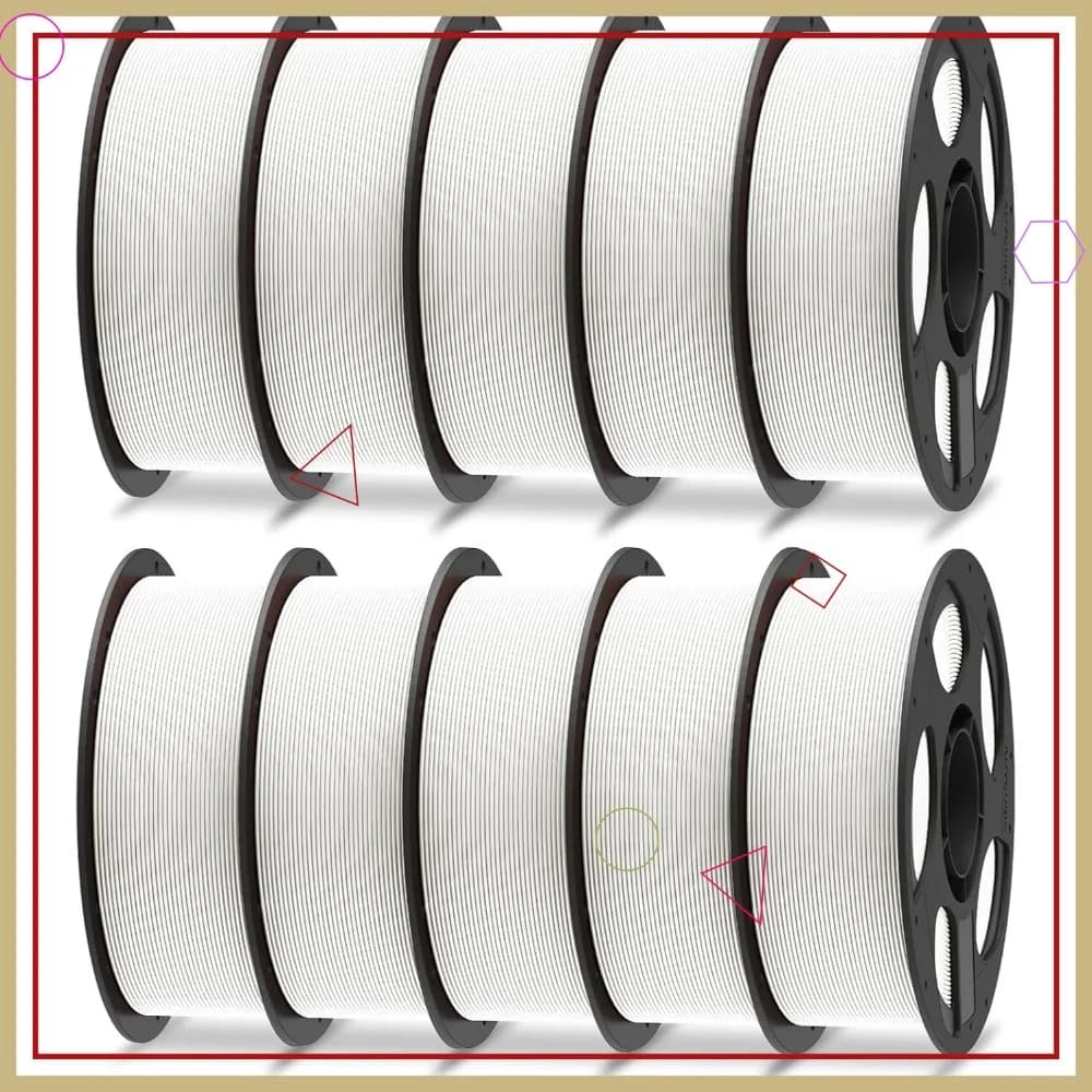 Filamento PLA Bianco 1.75mm, Confezione da 10KG per Stampa ad Alta Velocità, Avvolgimento Ordinato, Compatibile con AMS