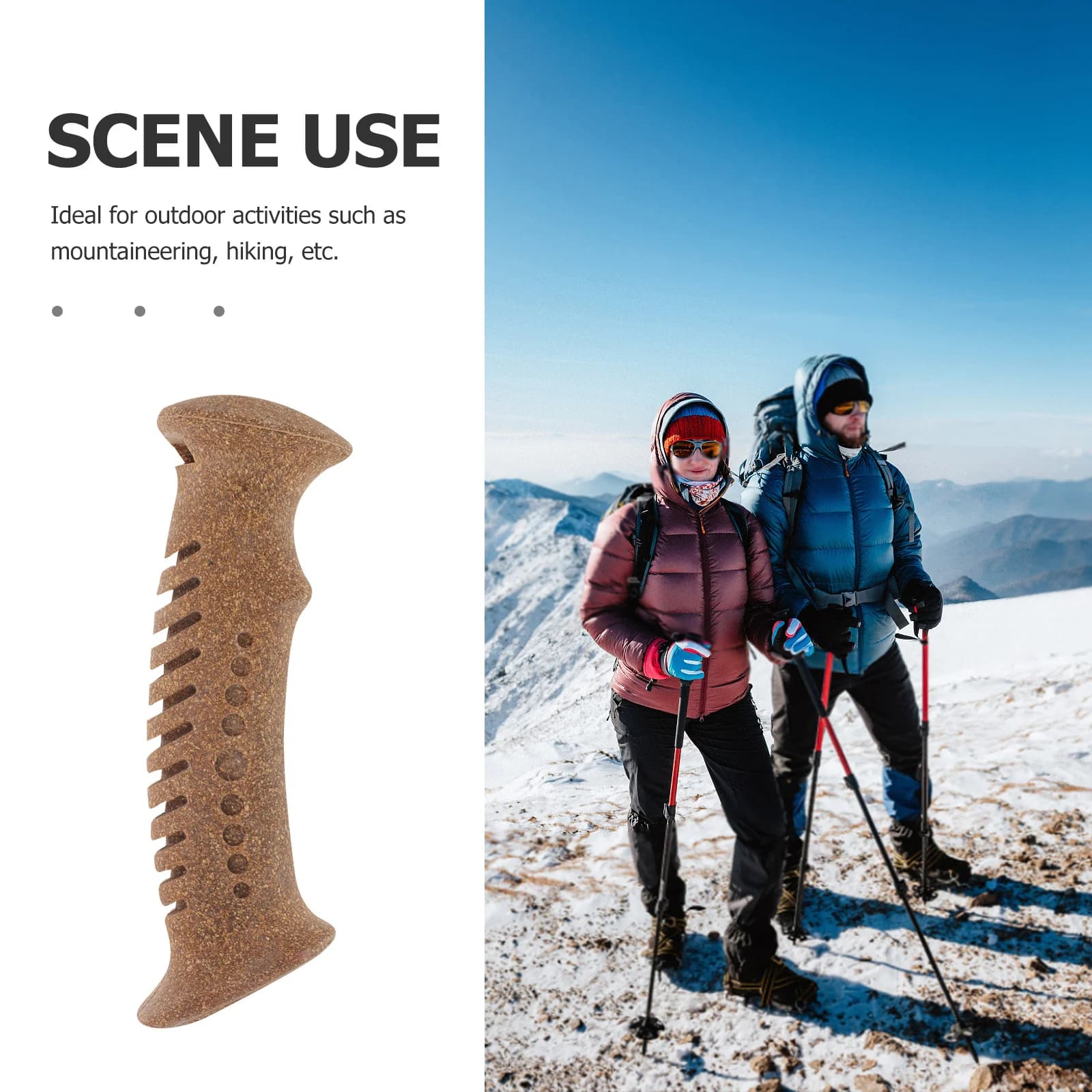 2 spare parts for trek rod, hiking handle, walking stick, outdoor ski pole, cork adapter, spherical gripper for rod