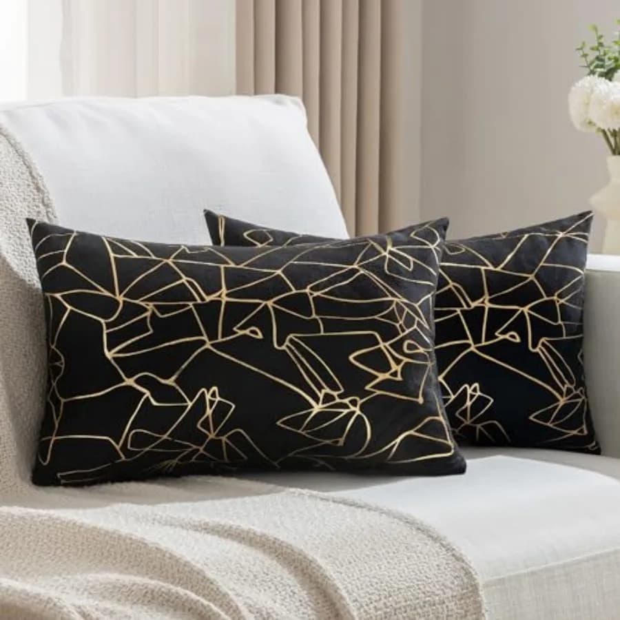 Glitter Pillow Covers, 2pc Perfect for Sofa and Bed Layering, Color-Matched Zipper, Skin-Friendly Suede