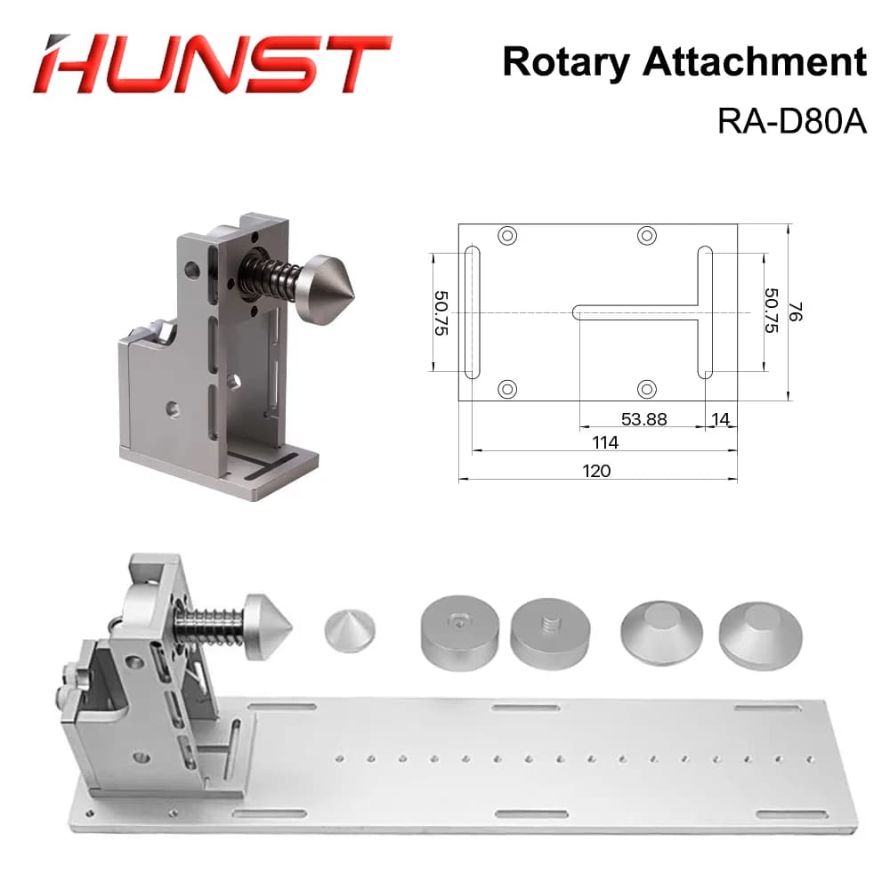 Hunst RA-D80A Rotary Axis 3jaw Worktable + Activity Tailstock Indexing Head for CNC Laser Marking and Engraving Machine