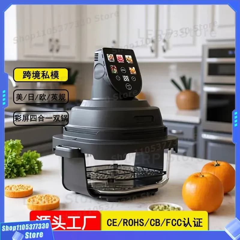 Smart Air Fryer with Color Screen Glass Visual Electric Oven for French Fries 110V US Plug European Standard Kitchen