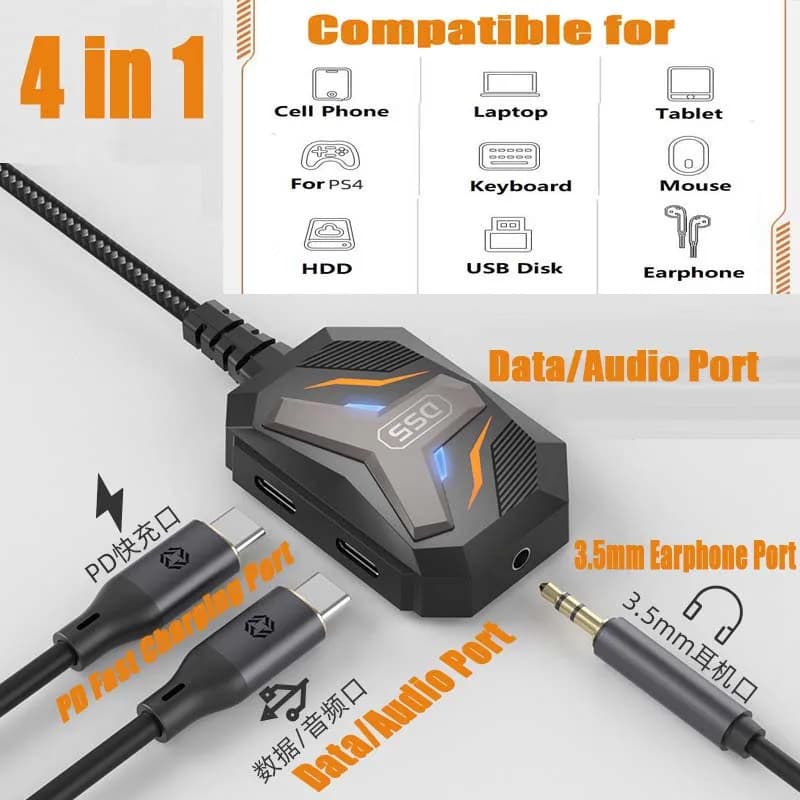 USB-C Splitter to Jack Stereo 3.5 mm, Audio Converter Cable for Calls and Headphones, Phone extender