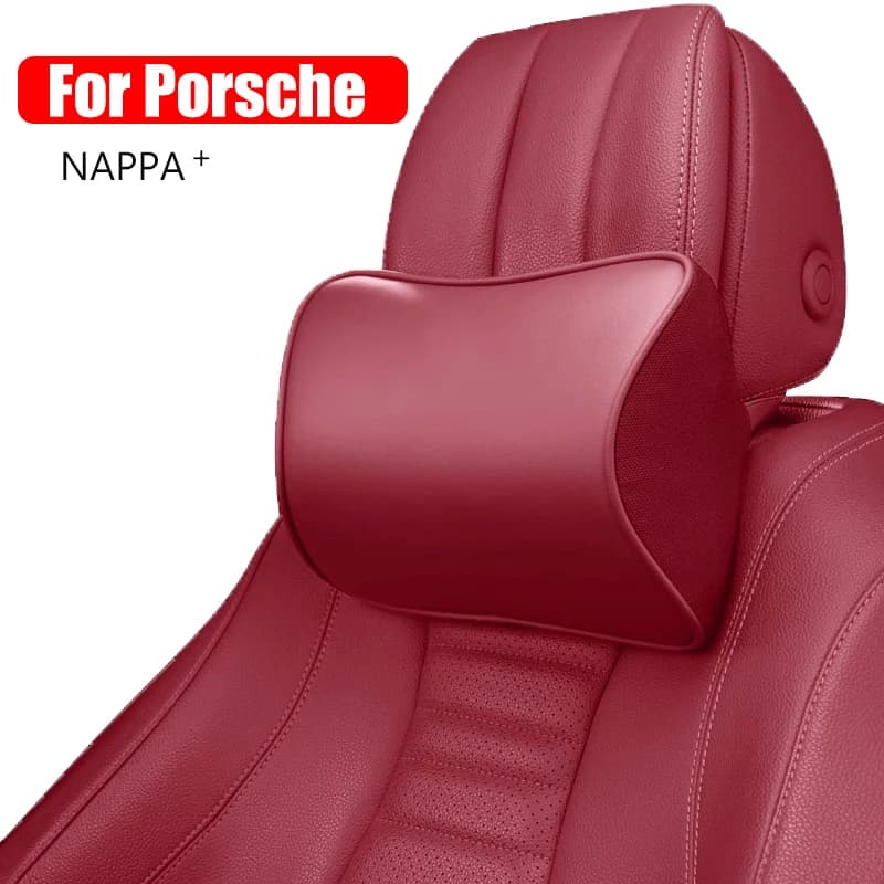 NAPPA Cuscino per il collo dell'auto in pelle Auto Sedile posteriore Poggiatesta posteriore Supporti lombari Cuscino da viaggio per Porsche Boxster Cayenne Panamera