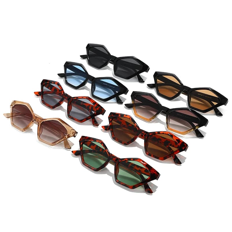 Irregular Personality Cat Eye Gradient Frame Women's Sunglasses Retro Polygonal Small Framework Men's Fashion Shades Glasses