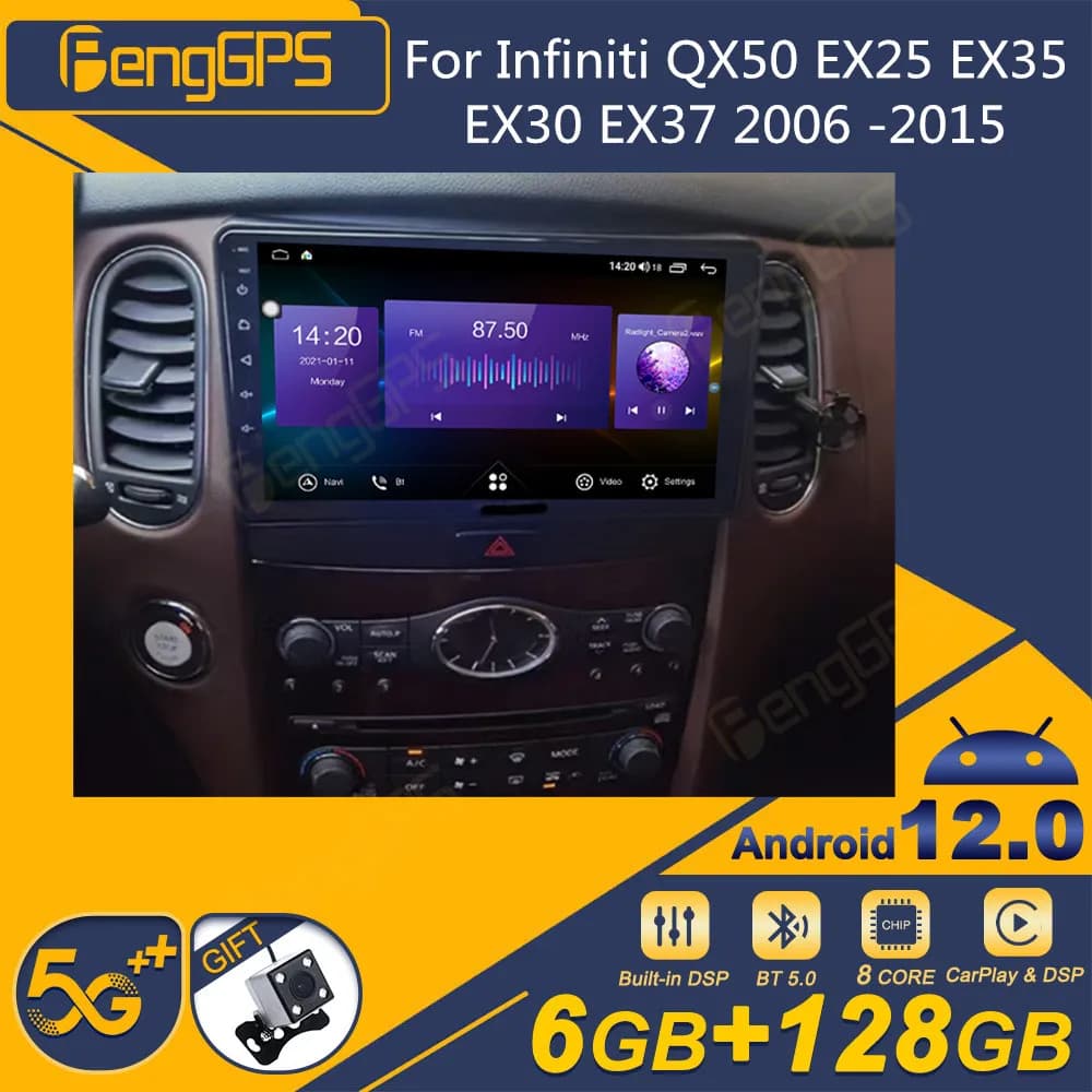 Per Infiniti QX50 EX25 EX35 EX30 EX37 2006 -2015 Autoradio Android ricevitore Stereo 2Din Autoradio lettore multimediale GPS Navi