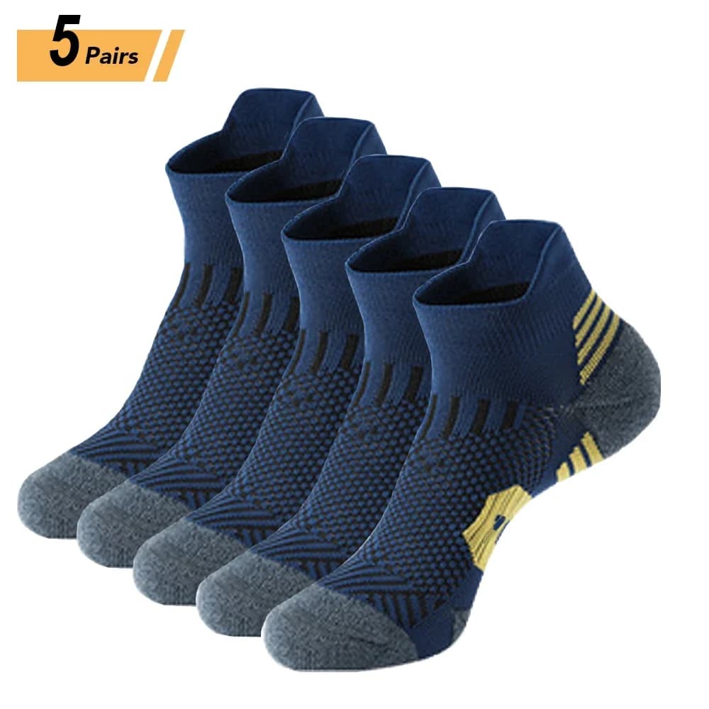 5 pairs of men's socks new ankle springs, sports socks in thick knit, outdoor fitness, breathable, fast drying, wear-resistant, short socks racing