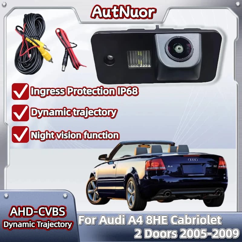 Telecamera retromarcia HD Fisheye per Audi A4 8HE Cabriolet 2 porte 2005-2009 Visione notturna Telecamera posteriore di backup Telecamera di parcheggio CCDBackup Par